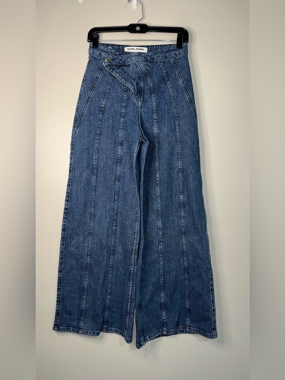 Social Tourist High-Rise Panel Wide Leg Jeans - Indigo